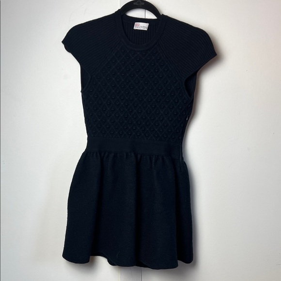 Valentino Red Short Black Fit and Flare Knit Mini Dress crew neck - Picture 9 of 9